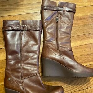UGG Brown Leather Knee-High Winter Boots